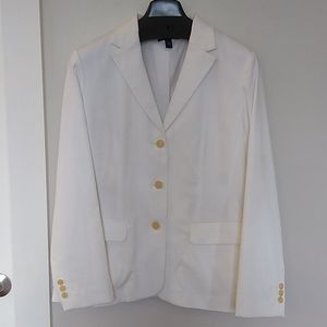 Lands End White Cotton/Lycra Blazer size 14